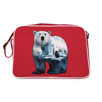 Majestic Polar Bear in the Arctic Art - Retro Bag - red/white - Back