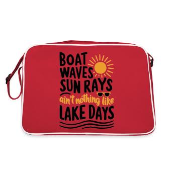 Boat, waves, sunbeams, sea days, summer, holidays - Retro Bag - red/white - Back