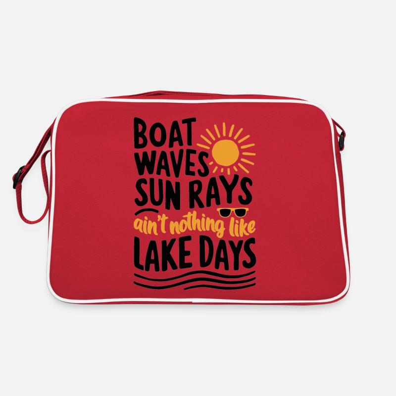 Boot Wellen Sonnenstrahlen Seetage, Sommer, Urlaub Retro Tasche