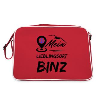 Binz mein Lieblingsort-Ostseebad Binz-Möwe Anker - Retro Tasche - Rot/Weiß - Hinten