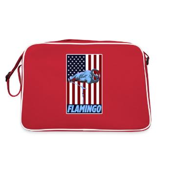 Drapeau vintage des États-Unis avec un oiseau échassier cool flamant rose - Sac Retro - rouge/blanc - Dos