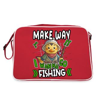 Make Way I Wanna Go Fishing Funny Duck Design - Retro Bag - red/white - Back