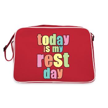 Today Is My Rest Day - Retro Bag - red/white - Back