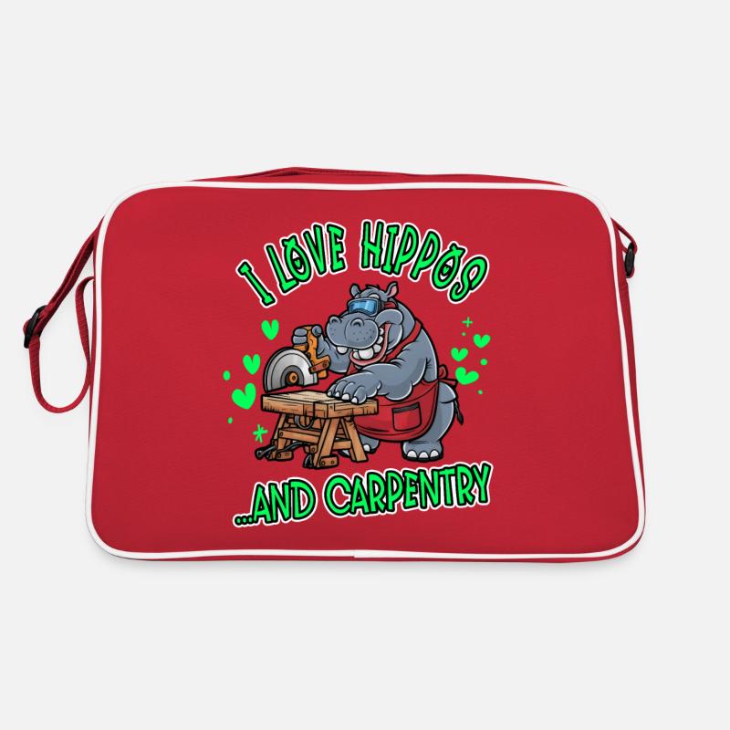 Ich liebe Nilpferde und Tischlerarbeiten Retro Tasche