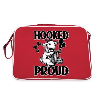Hooked And Proud Goat Funny Knitting - Retro Bag - red/white - Back