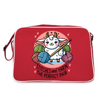 Stiches And Yarn Goat Funny Knitting - Retro Bag - red/white - Back