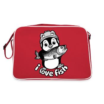 Pingouin avec des poissons - J’adore les poissons - Sac Retro - rouge/blanc - Dos