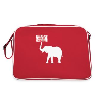 Feed Me And Call Me Beautiful Funny Elephant Lover - Retro Bag - red/white - Back