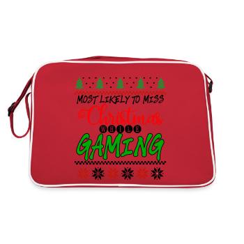 Most Likely To Miss Christmas While Gaming 4 - Retro Tasche - Rot/Weiß - Hinten