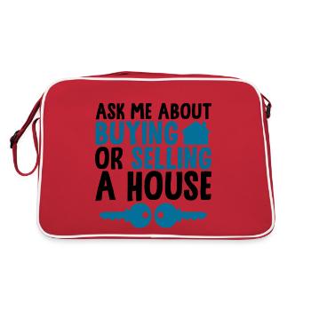 Ask Me About Buying Or Selling A House 2 - Retro Tasche - Rot/Weiß - Hinten