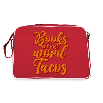 Books Are Just Word Tacos 3 - Retro Tasche - Rot/Weiß - Hinten