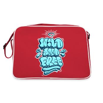 Wild and free Graffiti Lettering - Retro Bag - red/white - Back