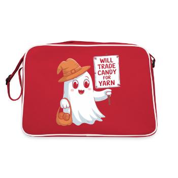 Trade Candy for Yarn Halloween Ghost Design - Retro Bag - red/white - Back