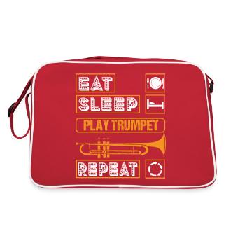 Cool Trumpet Art Silhouette Funny Brass Slogan - Retro Bag - red/white - Back