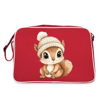 écureuil mignon mignon bébé mignon enfants dessin animé animal - Sac Retro - rouge/blanc - Dos