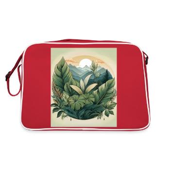 Scenic Botanical Nature Illustration - Retro Bag - red/white - Back