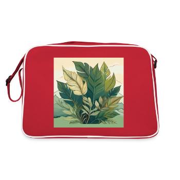 Colourful Floral Line Art with Vibrant Leaves - Retro Bag - red/white - Back