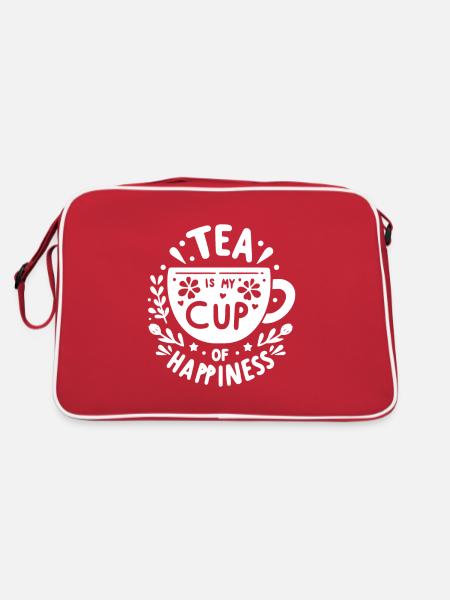 Tee ist meine Tasse Glück - Retro Tasche - Rot/Weiß - Hinten