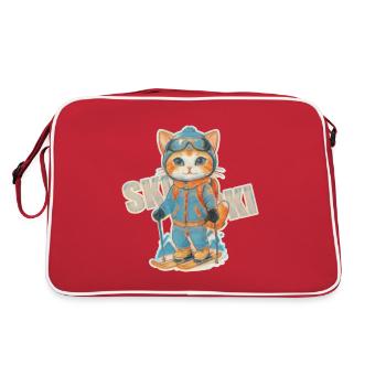 Adorable Skiing Kitty Adventure - Retro Bag - red/white - Back