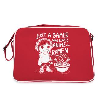 Gamer, anime lover, and ramen fan - Retro Bag - red/white - Back