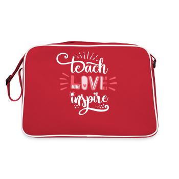 Teach Love Inspire Teacher Inspirational Quote Gif - Retro Bag - red/white - Back