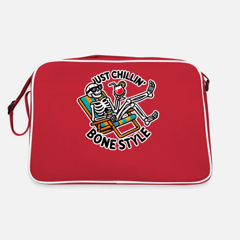 Just Chillin' Bone Style Happy Skeleton Dead Bones Retro Bag