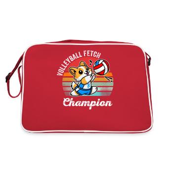 Volleyball Fetch Champion Funny Corgi Dog Humor - Retro Bag - red/white - Back