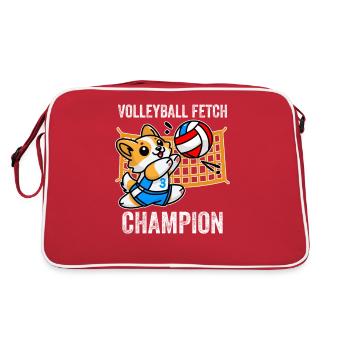 Volleyball Fetch Champion Funny Corgi Dog Humor - Retro Bag - red/white - Back