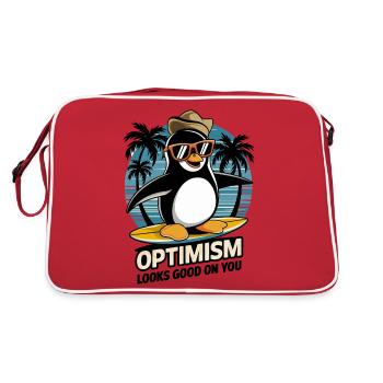 L’optimisme vous va bien Pingouin surfeur - Sac Retro - rouge/blanc - Dos