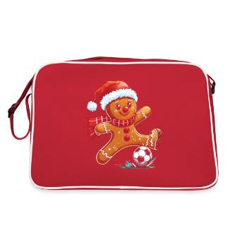 Festive Gingerbread Man Football Design - Retro Bag - red/white - Back