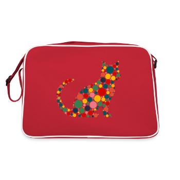 Chat pointillé Fun Mignon Coloré Tacheté - Sac Retro - rouge/blanc - Dos