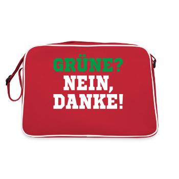 Grüne nein Danke! - Retro Tasche - Rot/Weiß - Hinten