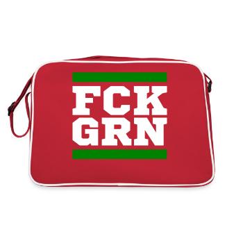 FCK GRN Fuck Grün Gegen die Grünen - Retro Tasche - Rot/Weiß - Hinten