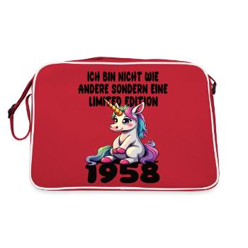 Limited Edition 1958 Geburtstag 1958 Geboren - Retro Tasche - Rot/Weiß - Hinten