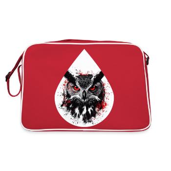 Trashpolka Eule Schwarz Rot - Retro Tasche - Rot/Weiß - Hinten