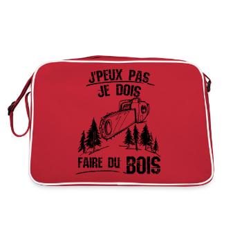 Je peux pas je dois faire du bois - Sac Retro - rouge/blanc - Dos