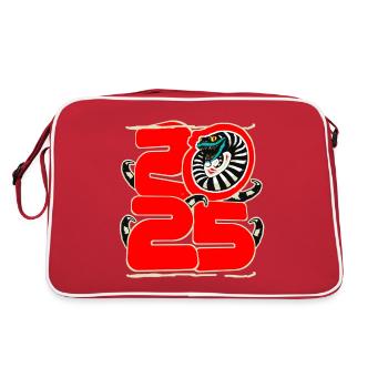 Chinesisches Neujahr 2025 der Schlange. Rot - Retro Tasche - Rot/Weiß - Hinten
