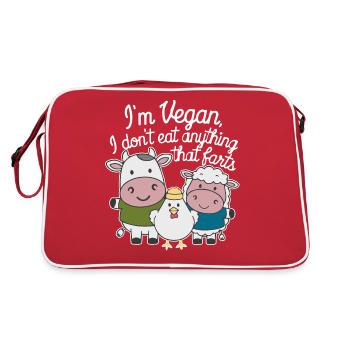 Je suis végétalien Je ne mange rien qui pète - Sac Retro - rouge/blanc - Dos