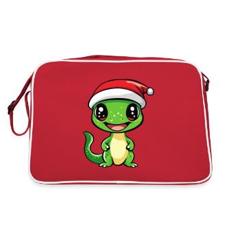 Echse Weihnachten - Retro Tasche - Rot/Weiß - Hinten