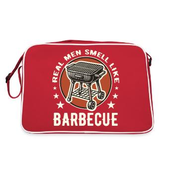 Echte Männer riechen nach Barbecue BBQ Fleisch Smoker - Retro Tasche - Rot/Weiß - Hinten