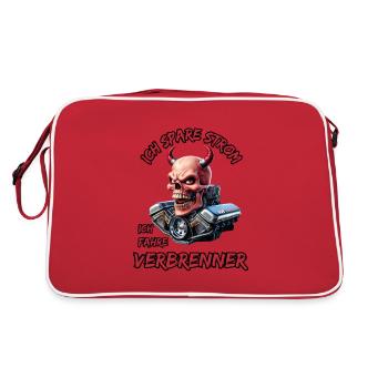 J’économise de l’électricité Je conduis des moteurs à combustion - Sac Retro - rouge/blanc - Dos