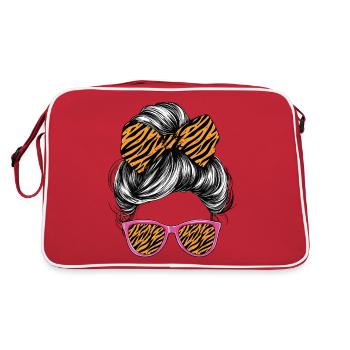 Tigre Femme Lunettes Lunettes Cheveux Noeud - Sac Retro - rouge/blanc - Dos