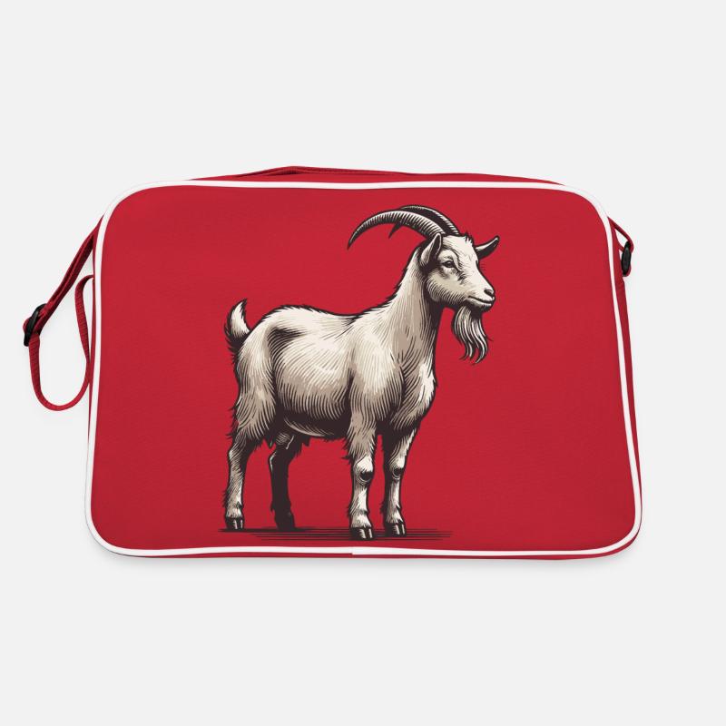 Ziege - Retro Tasche - Rot/Weiß