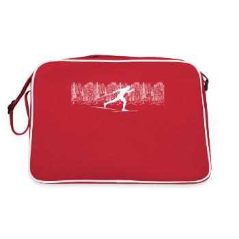 Skiing Silhouette in the winter forest Skiing - Retro Bag - red/white - Back