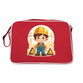 Design d’ouvrier du bâtiment - Motif mignon pour les enfants - Sac Retro - rouge/blanc - Dos