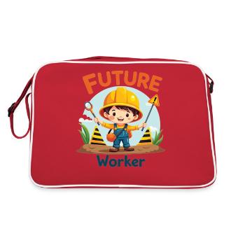 Future Worker - Conception mignonne d’ouvrier de la construction - Sac Retro - rouge/blanc - Dos