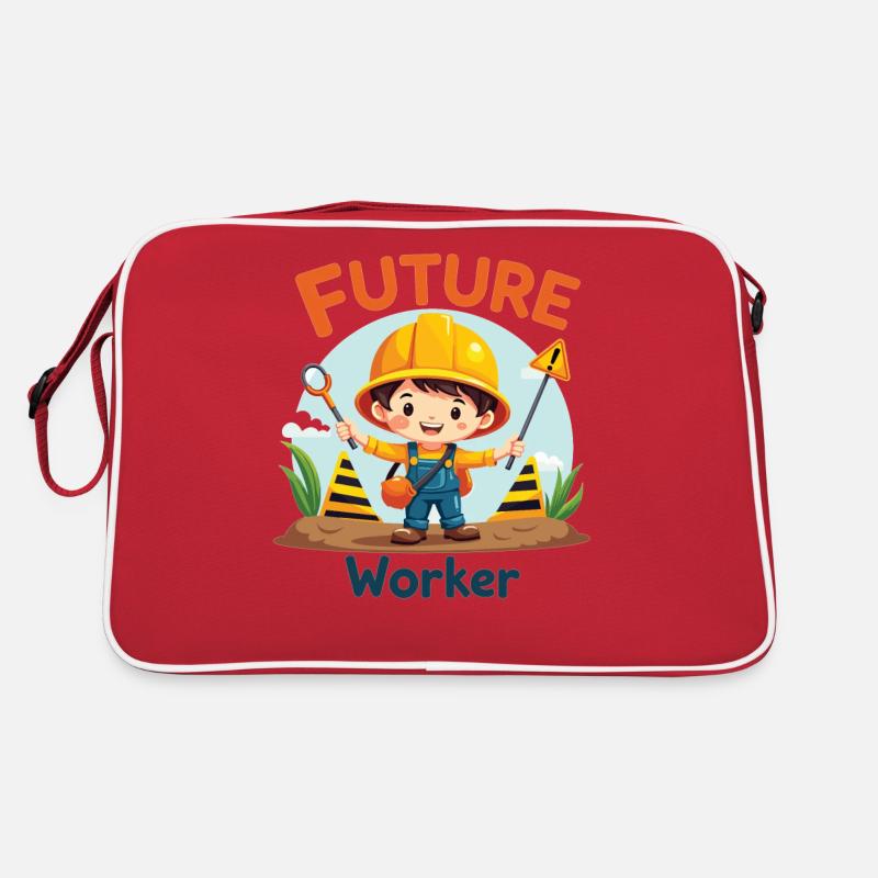 Future Worker – Cute Construction Worker Design Retro Bag