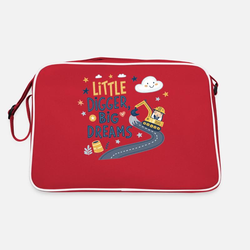 Little Digger Big Dreams – Süßes Bagger Design Retro Tasche