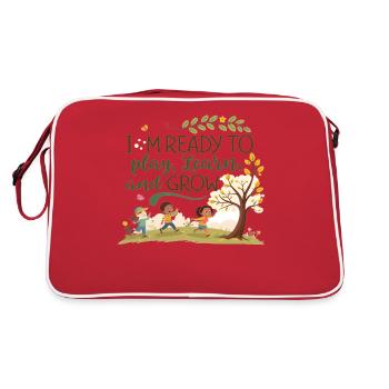 Learning and growing through play – children's motif design - Retro Bag - red/white - Back