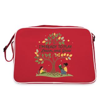 Learning and growing through play – children's motif design - Retro Bag - red/white - Back